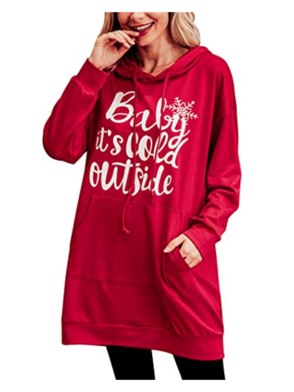 Women Hooded Sweatshirt Dress Long Sleeve Oversized Casual Tunic Dress
